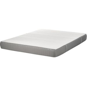 Memory foam traagschuim matras wit met grijs stof polyester tweepersoons 160 x 200 cm afneembare hoes