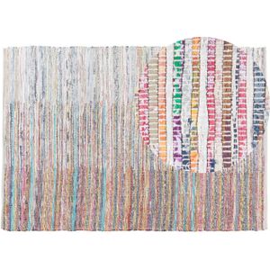 Vloerkleed multicolor katoen 160 x 230 cm handgeweven gestreept
