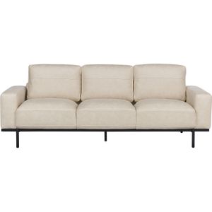 Bank crème beige polyester metalen poten 215 x 87 x 72 cm driezitsbank klassiek woonkamer moderne stijl