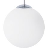 Hanglamp wit glas zilver elementen bolvorm groot 1-licht modern