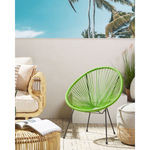 Moderne accent stoel rond rotan PE staal woonkamer groen Acapulco II