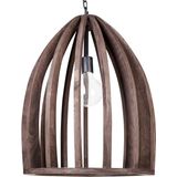 Hanglamp donker hout natuurlijke houten kap plafondlamp boho stijl woonaccessoires handgemaakt