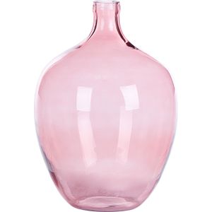 Bloemenvaas Roze Glas 39 cm Handgemaakte Decoratieve Ronde Bolvorm Tafeltje Home Decoratie Modern Design