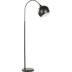 Vloerlamp zwart metaal 148 cm gebogen arm verstelbare ronde koepelvormige lampenkap Modern