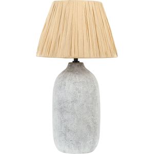 Tafellamp grijs keramiek 56 cm natuurlijke papieren lampenkap nachtlamp woonkamer slaapkamer verlichting
