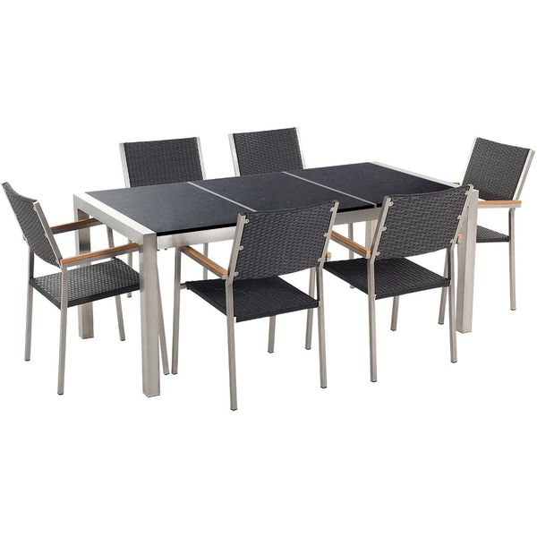 Wicker tuinset intenza 1 tafel 6 stoelen (zwart) - Tuinsetsaanbiedingen? |  Goedkope outlet online | beslist.nl