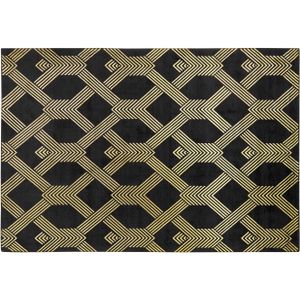 VEKSE - Vloerkleed - Zwart/Goud - 140 x 200 cm - Viscose