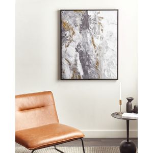 Canvas print muurkunst 103 x 83 cm MDF frame abstracte vormen rechthoekig modern grijs wit Jesi