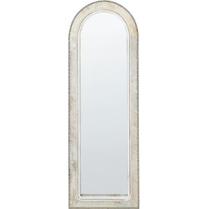 Wandspiegel off-white mangohout frame 31 x 91 cm whitewash verweerde afwerking vintage stijl wanddecoratie