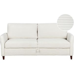 Gestoffeerde driezitsbank 3-zits corduroy stof wit met opbergruimte bank dik gewatteerd moderne stijl woonkamer meubel