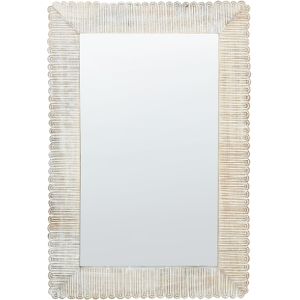 Wandspiegel off-white mangohout frame 63 x 94 cm whitewash verweerde afwerking vintage style wanddecoratie