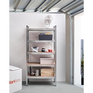 Moderne stellingkast buiten tuin 150 cm garage kast vrijstaand rek 5 planken zilver Xitta