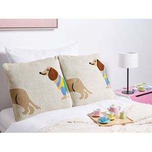 BATTAL- Sierkussen set van 2 - Beige - Katoen