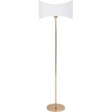 Vloerlamp goud met wit metalen basis kunstzijde lampenkap moderne hedendaagse stijl verlichting staande lamp