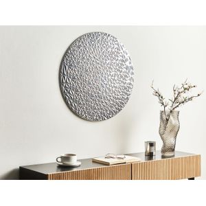 Ronde metalen wanddecoratie glamour accent zilver Moscavide