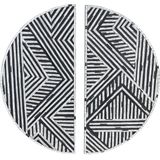Wanddecoratie decor geometrisch zwart met wit patroon glas halve cirkels rond modern minimalistisch