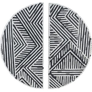 Wanddecoratie decor geometrisch zwart met wit patroon glas halve cirkels rond modern minimalistisch