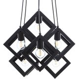 Hanglamp 6-lichts zwart metaal geometrische plafondlamp