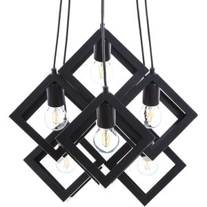 Hanglamp 6-lichts zwart metaal geometrische plafondlamp