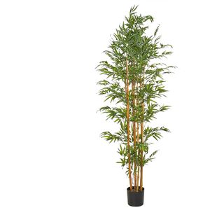 Kunstplant in pot bamboe met zwarte plastic pot 220 cm decoratief woonaccessoire voor binnen