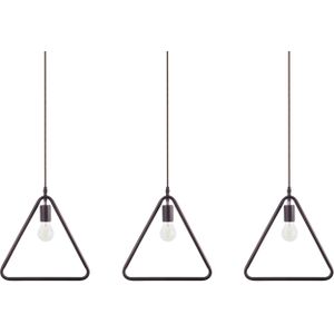 Plafondlamp set van 3 bruin metaal driehoek lampenkap hanglamp industrieel