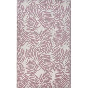 Buitenkleed roze/wit polypropyleen bladprint 120 x 180 cm