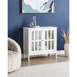 Mediterrane dressoir vitrinekast woonkamer slaapkamer kast 2 deuren MDF wit Miram