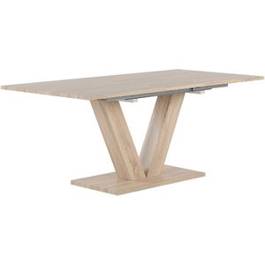 Eettafel licht eiken veneer hout 140L x 90W x 75H cm uitschuifbaar tafelblad modern