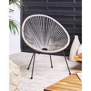 Moderne stoel rond lichtgrijs wicker stalen frame woonkamer buiten Acapulco