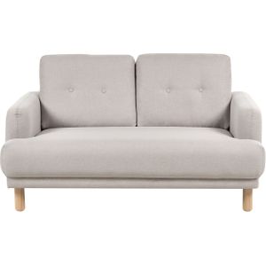 Tweezitsbank taupe polyester stof houten poten loveseat bank retro minimalistische woonkamer meubels