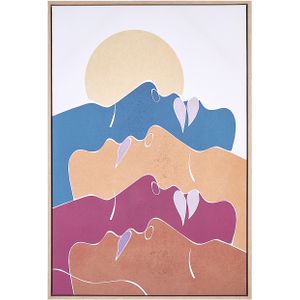Canvas art print meerkleurig 93 x 63 cm abstracte vormen geometrisch MDF frame eclectisch modern woonkamer hal