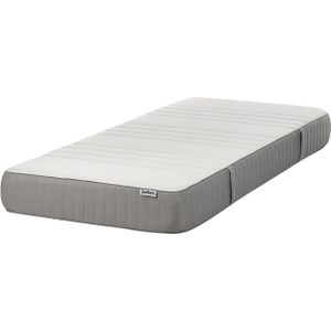 Memory foam traagschuim matras wit met grijs stof polyester eenpersoons 90 x 200 cm afneembare hoes