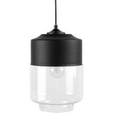 Hanglamp zwart transparant glas lampenkap geometrische ronde modern ontwerp
