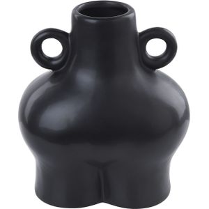 Decoratieve vaas zwart keramiek dolomiet 20 cm tafel decoratie lichaamsvorm sculptuur boho minimalistisch