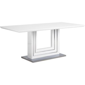 Eettafel wit MDF 180 x 90 cm hoogglans staal basis woonkamer modern design
