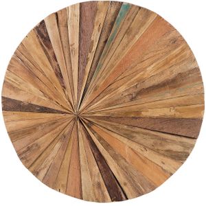 Wanddecoratie Licht en Donkerbruin Teak Rond 60 cm Modern Rustiek Woonaccessoires Woonkamer Slaapkamer Hal