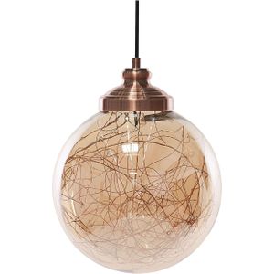 Hanglamp glas koper elementen bol vorm modern