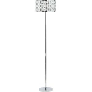 Staande lamp zilver metaal 160 cm hoogte kristallen lampenkap modern glamour stijl