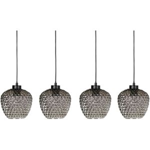 Hanglamp grijs glazen kappen gerookt ijzer 4 lichten modern design woonkamer accessoires