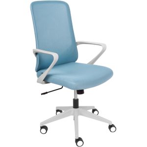 Bureaustoel blauw stof draaibaar computerstoel verstelbaar zitting rugleuning modern werkkamer