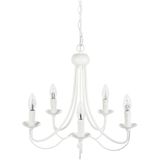 Hanglamp Wit Metaal 117 cm Geschilderde Afwerking 5 Lichts Victoriaanse Stijl Vintage Woonkamer Eetkamer