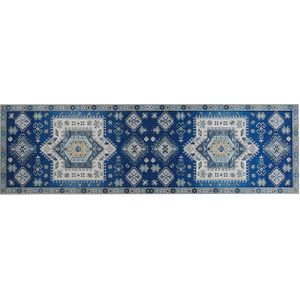 Modern Tapijt Blauw beige Polyester 60 x 200 cm Geometrisch Patroon Anti-slip Modern Gang Loper Vloerkleed