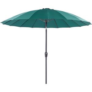 Market Garden Parasol Smaragdgroene Stof Aluminium Paal 255 cm Moderne Achthoekige Outdoor Paraplu Zwengel Mechanisme Kantelbaar UV-bestendig