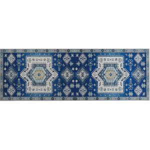 PARVAKADLI - Laagpolig vloerkleed - Blauw - 80 x 200 cm - Polyester