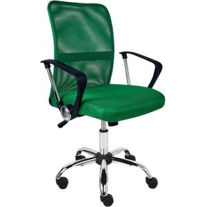 Bureaustoel groen stof mesh computerstoel verstelbare zitting achteroverleunende rugleuning