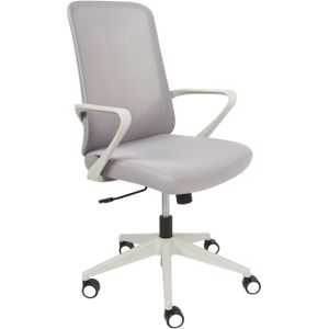 Bureaustoel grijs stof draaibaar computerstoel verstelbaar zitting rugleuning modern werkkamer