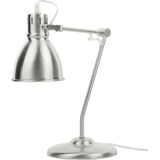 Bureaulamp zilver staal 44 cm verstelbare kap draaibare arm kabel met schakelaar industriële look