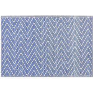 Buitenkleed blauw/wit polypropyleen geometrisch patroon 120 x 180 cm
