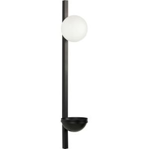 Wandlamp 1 licht met bloempot zwart wit glas ijzer 85 cm bolkap verlichting slaapkamer woonkamer modern