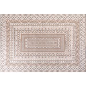 Vloerkleed beige en wit jute mix 160 x 230 cm modern geometrisch patroon zacht woonaccessoire